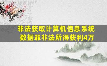 非法获取计算机信息系统数据罪非法所得获利4万