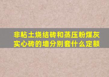 非粘土烧结砖和蒸压粉煤灰实心砖的墙分别套什么定额