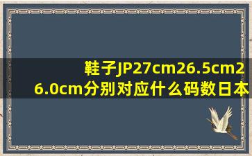 鞋子JP27cm,26.5cm,26.0cm,分别对应什么码数,日本买的鞋 