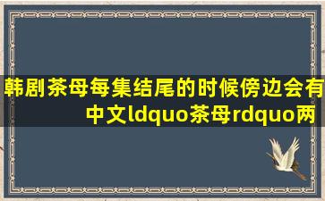 韩剧茶母每集结尾的时候傍边会有中文“茶母”两字,我很好奇是不是...