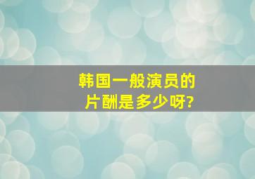 韩国一般演员的片酬是多少呀?