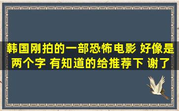 韩国刚拍的一部恐怖电影 好像是两个字 有知道的给推荐下 谢了