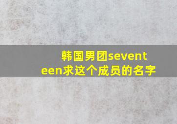 韩国男团seventeen求这个成员的名字