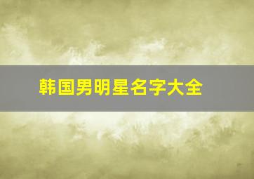 韩国男明星名字大全 