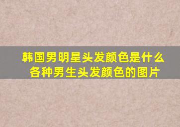 韩国男明星头发颜色是什么 各种男生头发颜色的图片