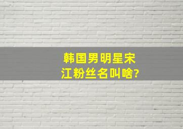 韩国男明星宋江粉丝名叫啥?