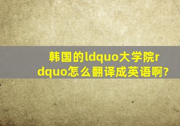 韩国的“大学院”怎么翻译成英语啊?