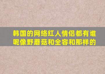 韩国的网络红人情侣都有谁呢(像野蘑菇和全容和那样的