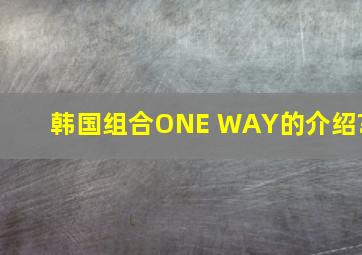 韩国组合ONE WAY的介绍?