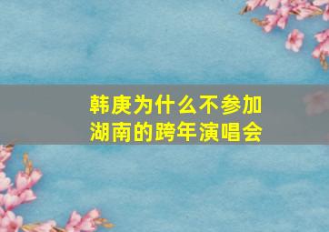 韩庚为什么不参加湖南的跨年演唱会