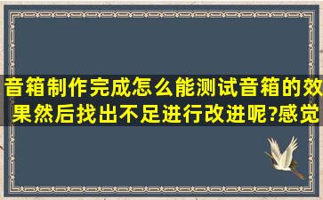 音箱制作完成,怎么能测试音箱的效果,然后找出不足进行改进呢?感觉...