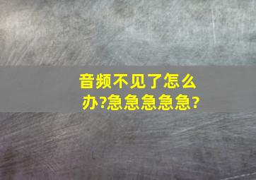 音频不见了怎么办?急急急急急?