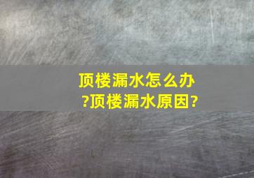 顶楼漏水怎么办?顶楼漏水原因?