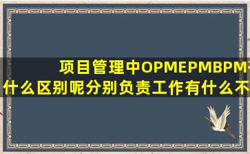 项目管理中OPM,EPM,BPM有什么区别呢,分别负责工作有什么不同?