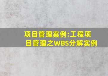 项目管理案例:工程项目管理之WBS分解实例