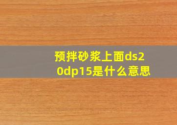 预拌砂浆上面ds20dp15是什么意思