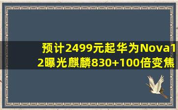 预计2499元起,华为Nova12曝光,麒麟830+100倍变焦