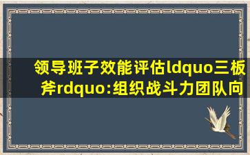 领导班子效能评估“三板斧”:组织战斗力、团队向心力与个人领导力...