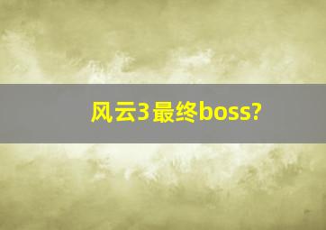 风云3最终boss?