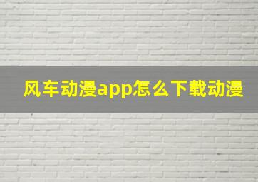 风车动漫app怎么下载动漫(