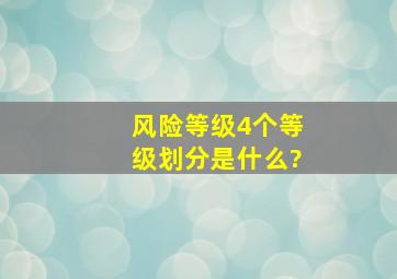 风险等级4个等级划分是什么?