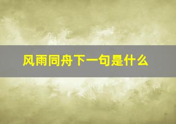 风雨同舟下一句是什么