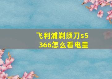 飞利浦剃须刀s5366怎么看电量