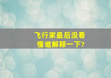 飞行家最后没看懂谁解释一下?