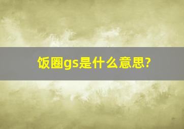 饭圈gs是什么意思?