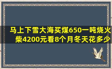 马上下雪,大海买煤650一吨,烧火柴4200元,看8个月冬天花多少钱