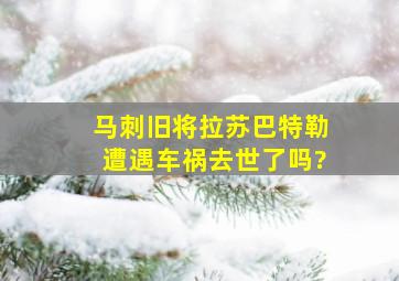 马刺旧将拉苏巴特勒遭遇车祸去世了吗?