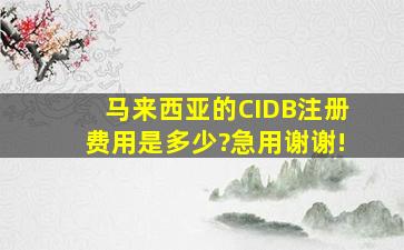 马来西亚的CIDB注册费用是多少?急用,谢谢!