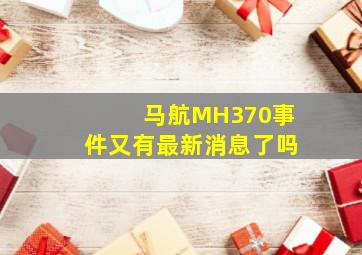 马航MH370事件又有最新消息了吗(