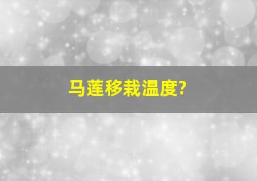 马莲移栽温度?