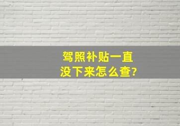 驾照补贴一直没下来怎么查?