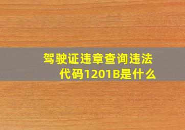 驾驶证违章查询违法代码1201B是什么