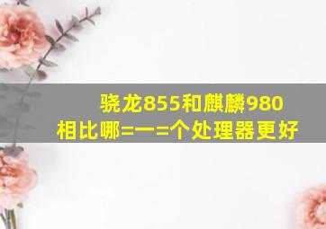 骁龙855和麒麟980相比,哪=一=个处理器更好