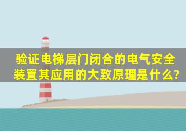 验证电梯层门闭合的电气安全装置,其应用的大致原理是什么?