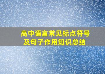 高中语言常见标点符号及句子作用知识总结 