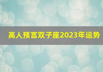 高人预言双子座2023年运势