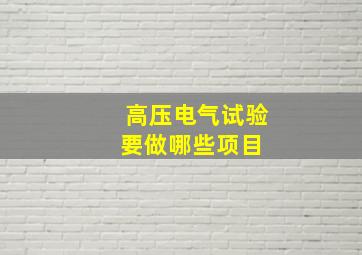 高压电气试验要做哪些项目 