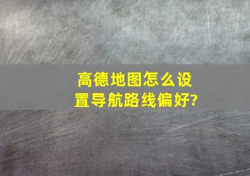 高德地图怎么设置导航路线偏好?