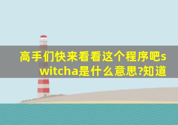 高手们快来看看这个程序吧switch(a)是什么意思?知道