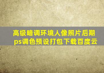 高级暗调环境人像照片后期ps调色预设打包下载百度云