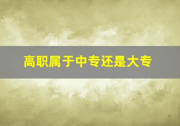 高职属于中专还是大专(