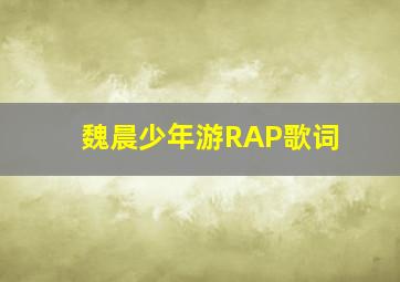 魏晨少年游RAP歌词
