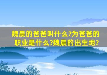 魏晨的爸爸叫什么?为爸爸的职业是什么?魏晨的出生地?