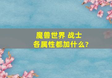 魔兽世界 战士 各属性都加什么?