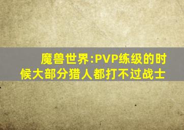 魔兽世界:PVP练级的时候,大部分猎人都打不过战士 