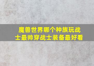 魔兽世界哪个种族玩战士最帅,穿战士装备最好看。